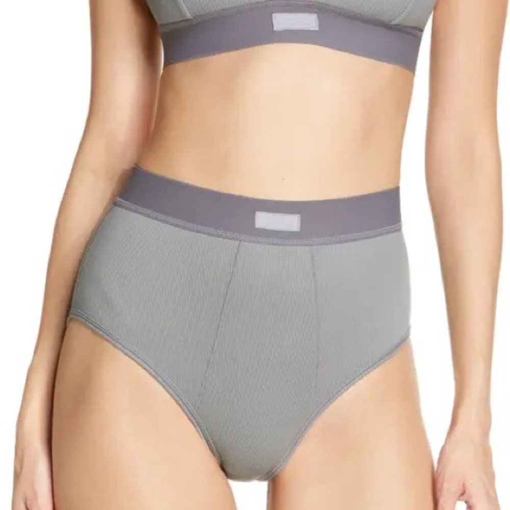 NWT SKIMS Cotton Rib High Waisted Briefs - Pacific
